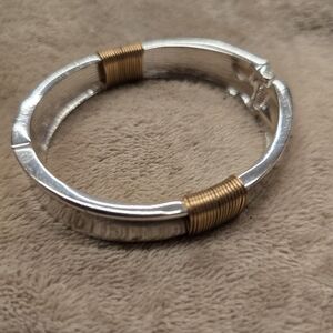 Two-Tone Silver and Gold Wrapped Women's Bangle Bracelet